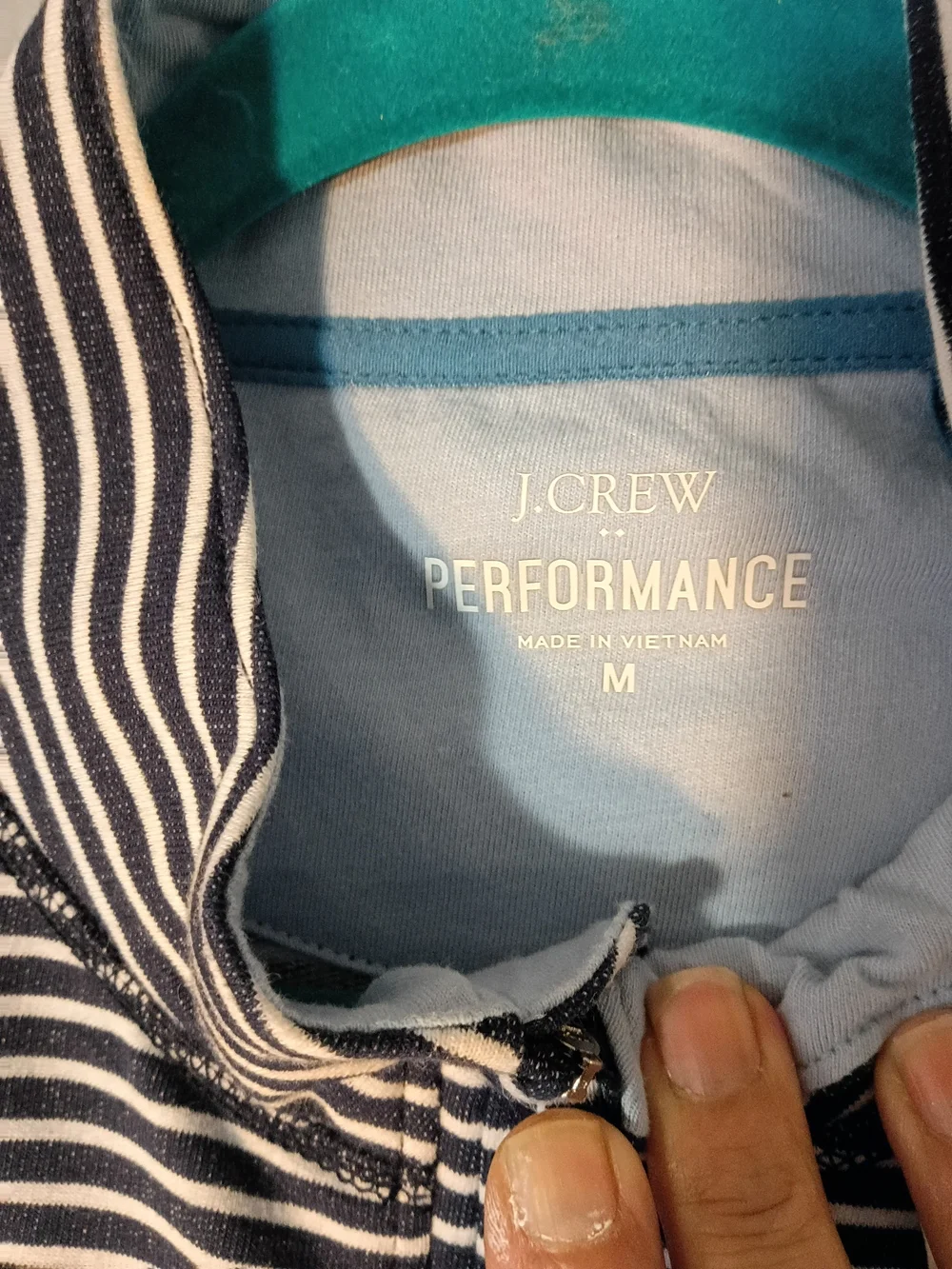 J. Crew Men's Long Sleeve Striped Quarter-Zip — Navy & White